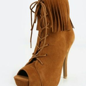 Chestnut Fringe Booties